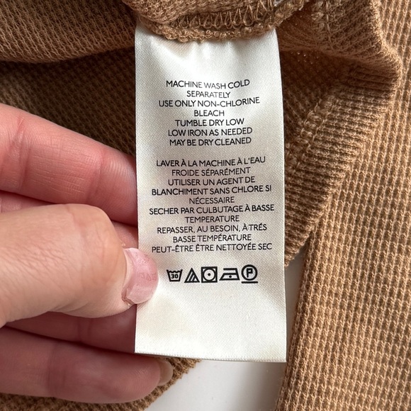 We The Free Fuji Off Shoulder Thermal Top Small S Pale Camel Waffle Knit Casual - Picture 9 of 12